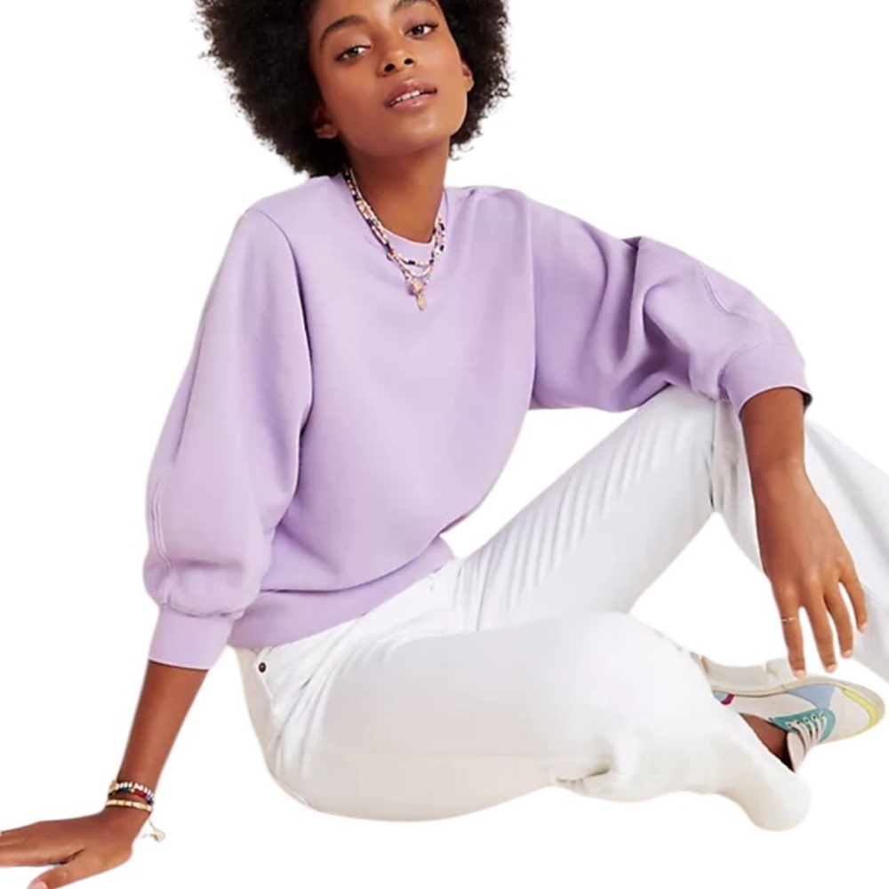 AGOLDE Thora Sweatshirt Purple French Terry Crewneck Balloon Sleeve F17 - Picture 10 of 10